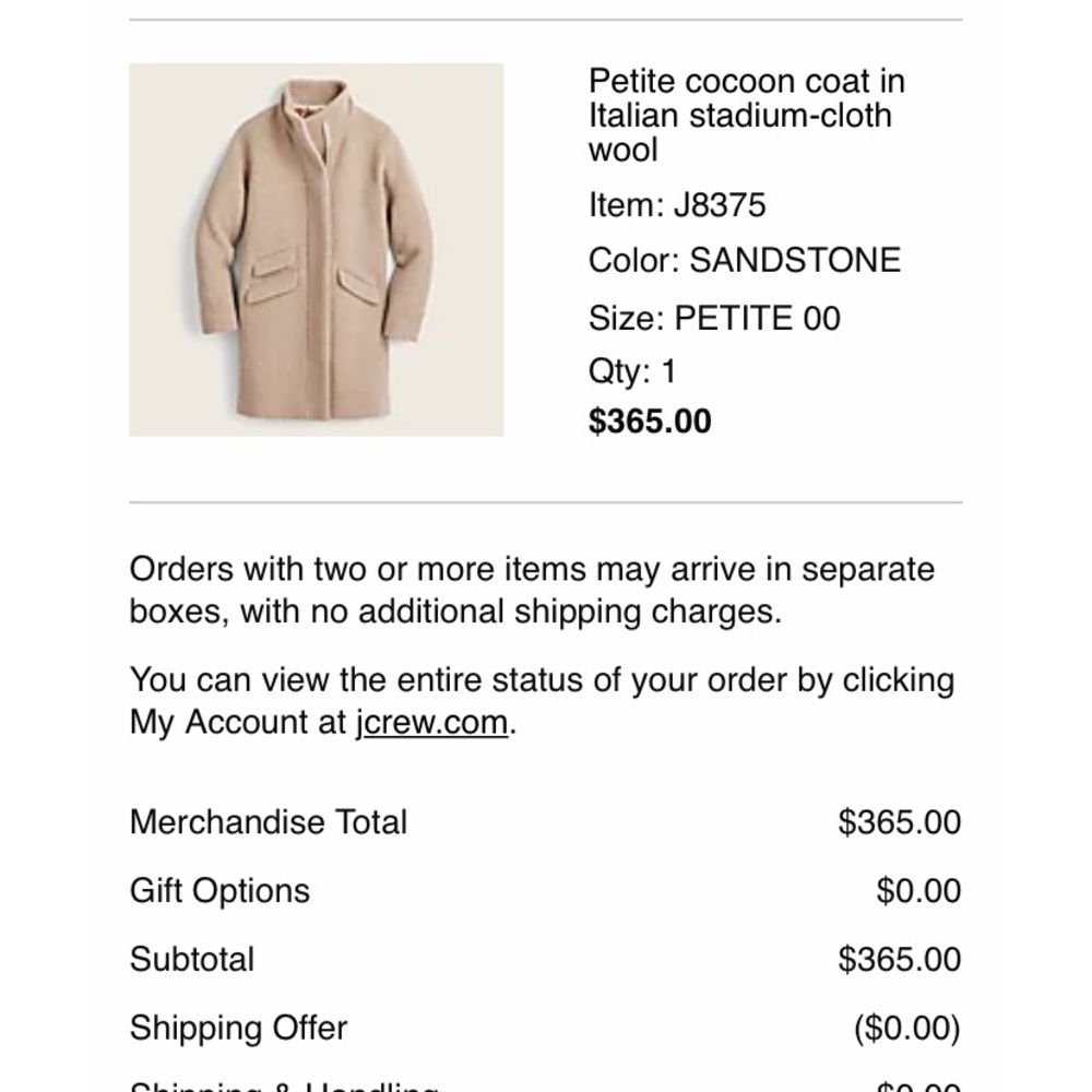 J.crew Petite cocoon 00